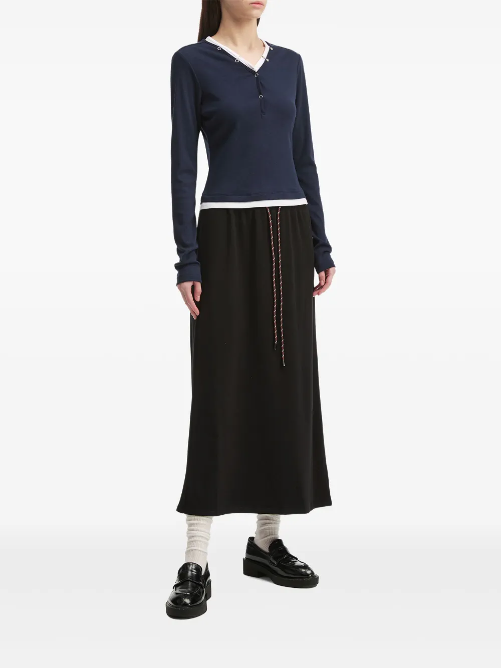 Tout a coup Midi-rok met trekkoord - Zwart