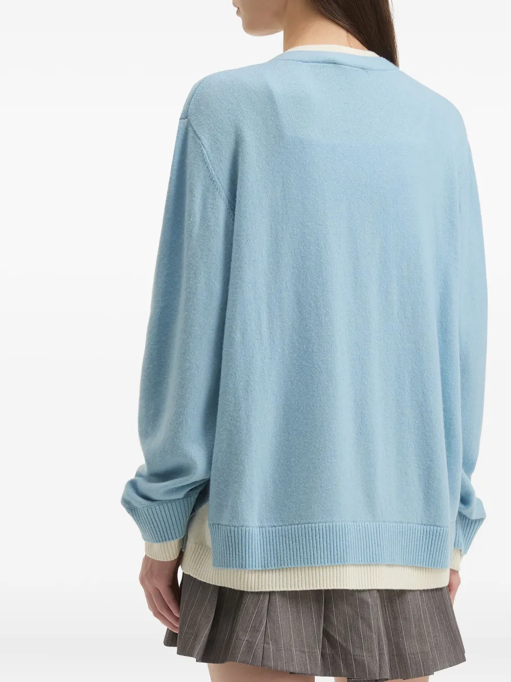 Tout A Coup Embroidered-logo Cardigan In Blue