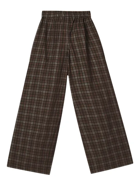 Mini Cream pleated checked trousers