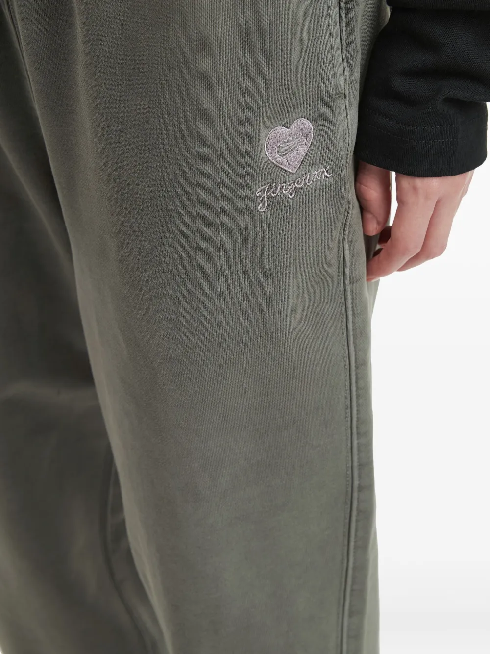 Fingercroxx Embroidered-detail Track Pants In Green