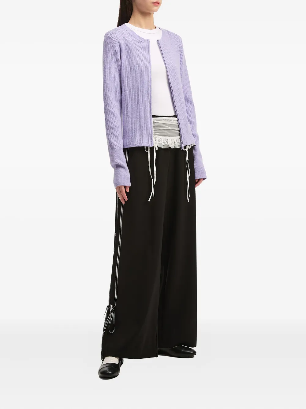 B+ab Broek met ruches en zijstreep - Zwart