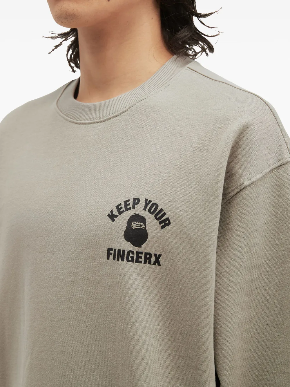 Fingercroxx Crew-neck Logo-print Sweatshirt In Neutral
