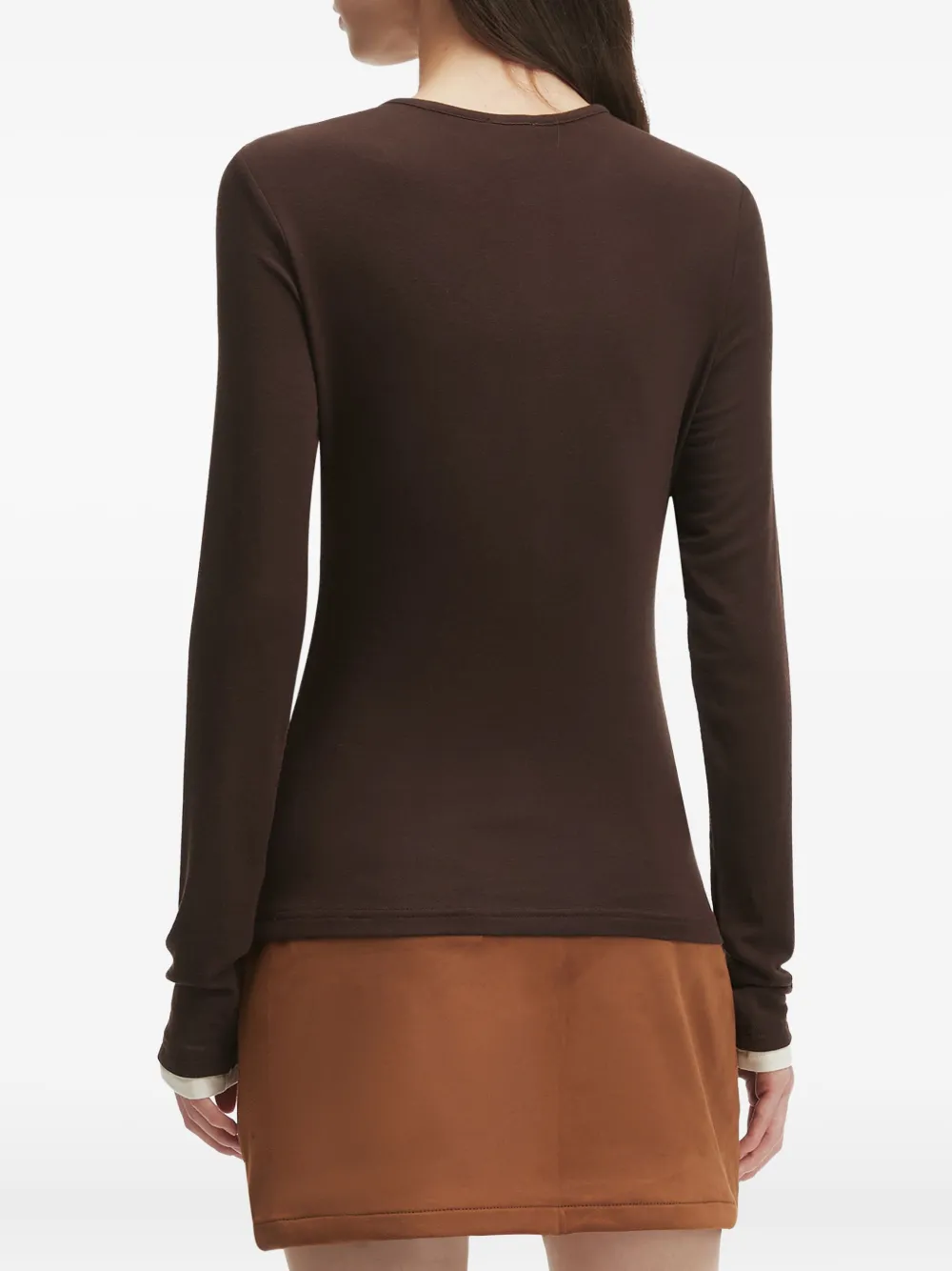 B+ab Long-sleeve Half-button T-shirt In Brown