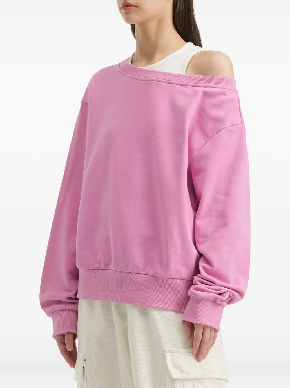 Tout A Coup One-shoulder Sweatshirt (set Of Two) In Pink