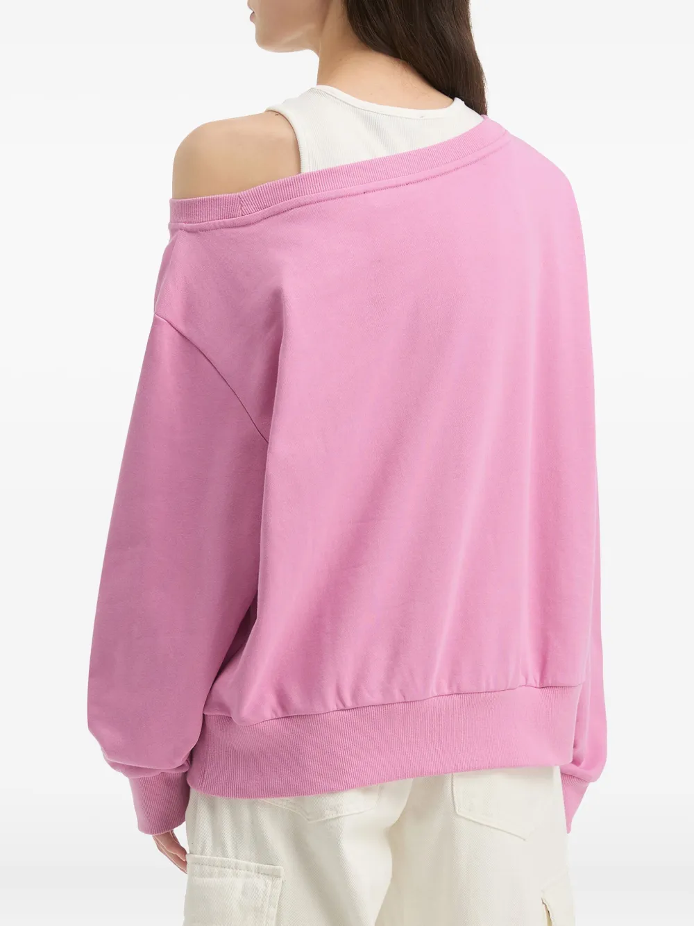 Tout A Coup One-shoulder Sweatshirt (set Of Two) In Pink