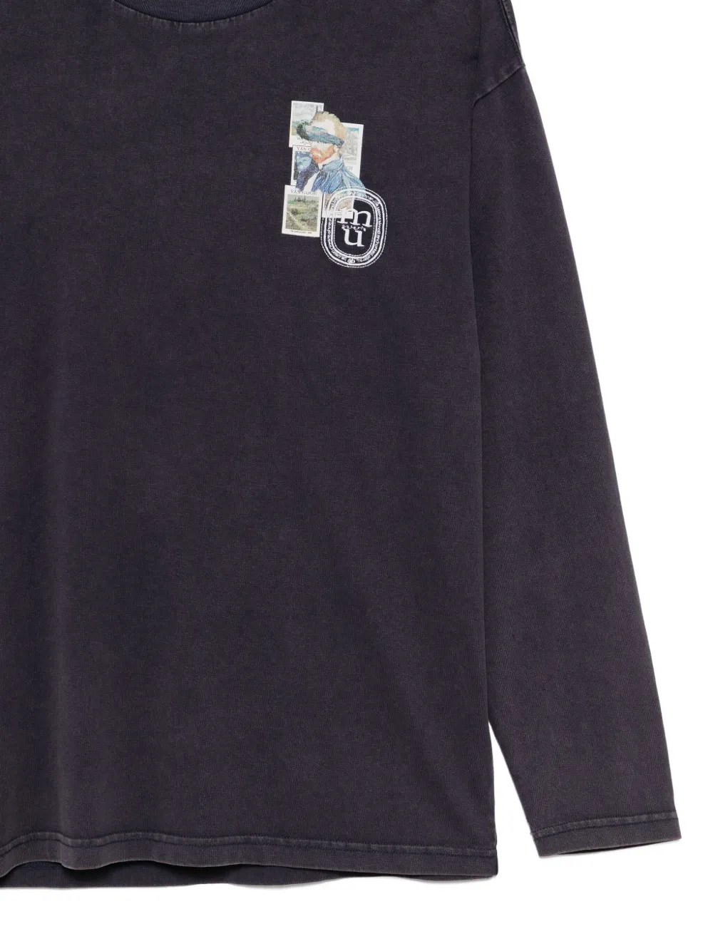 Musium Div. T-shirt met geborduurd logo Paars