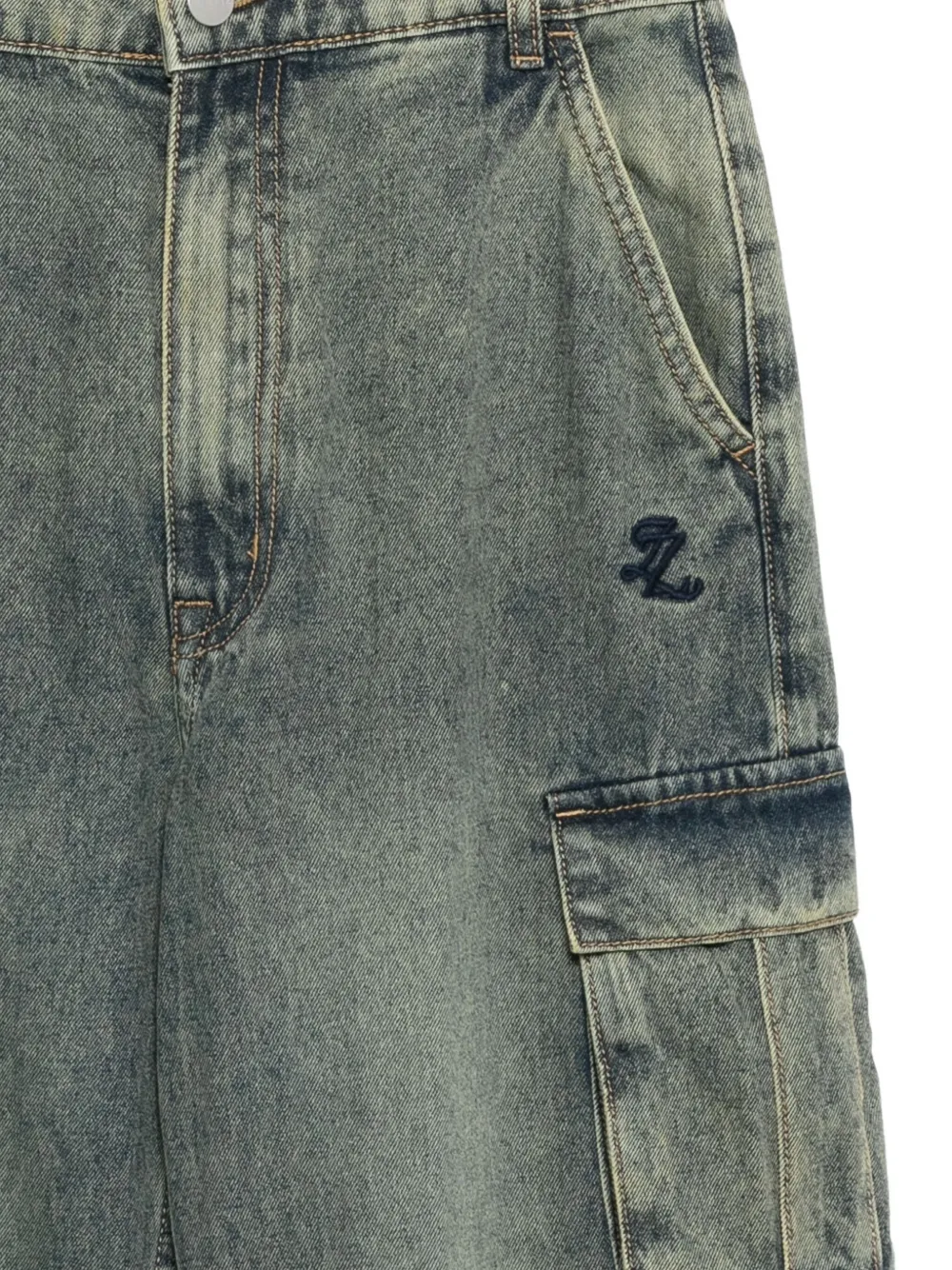 izzue Cargo jeans met geborduurd logo Blauw