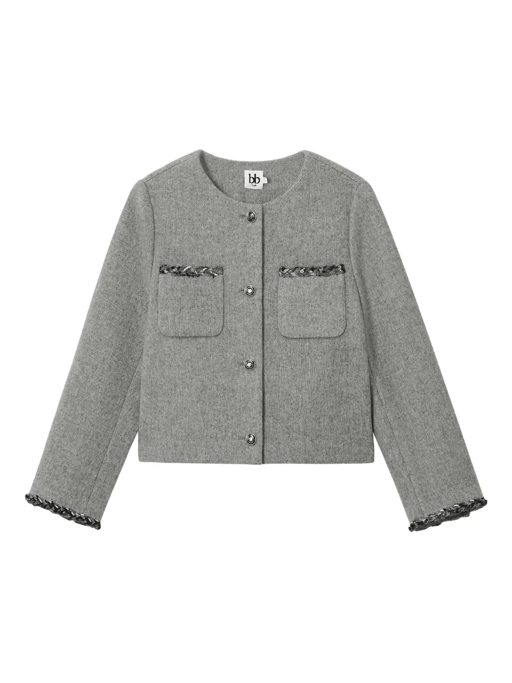 b+ab pocket-trimmed embellished-cuff jacket | Grey | Image 1