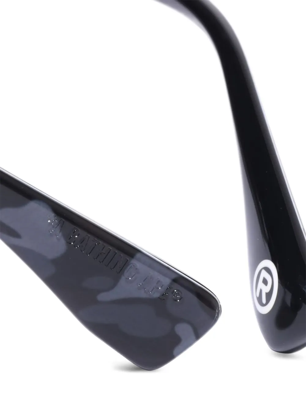 A BATHING APE Zonnebril met vierkant montuur en tempeldetail Zwart