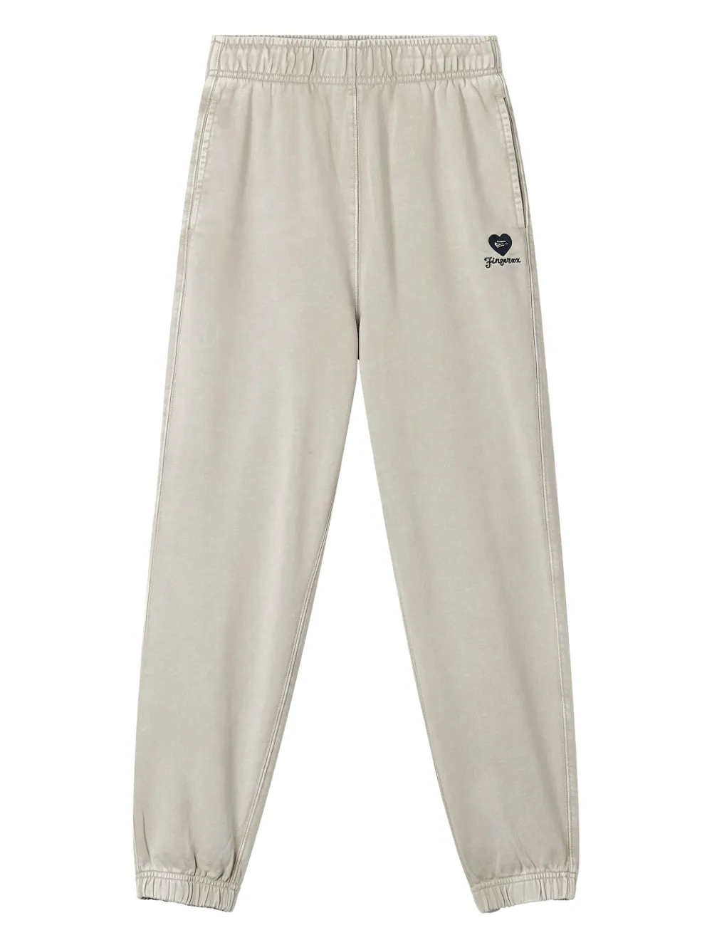 Fingercroxx Embroidered Cuffed Trousers In Gray