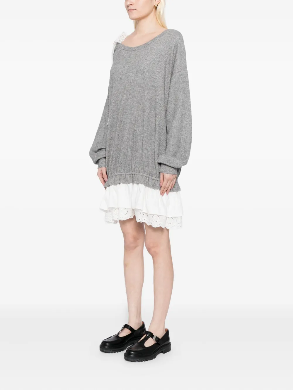 B+ab Lace-trim Dress In Gray