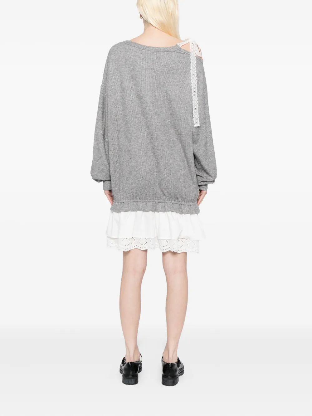 B+ab Lace-trim Dress In Gray