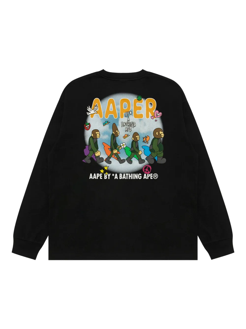 AAPE BY *A BATHING APE T-shirt met logo en lange mouwen - Zwart