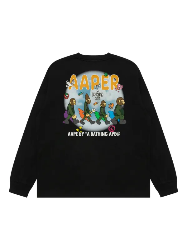 AAPE BY *A BATHING APE® long-sleeve Logo T-shirt | Black | FARFETCH AZ