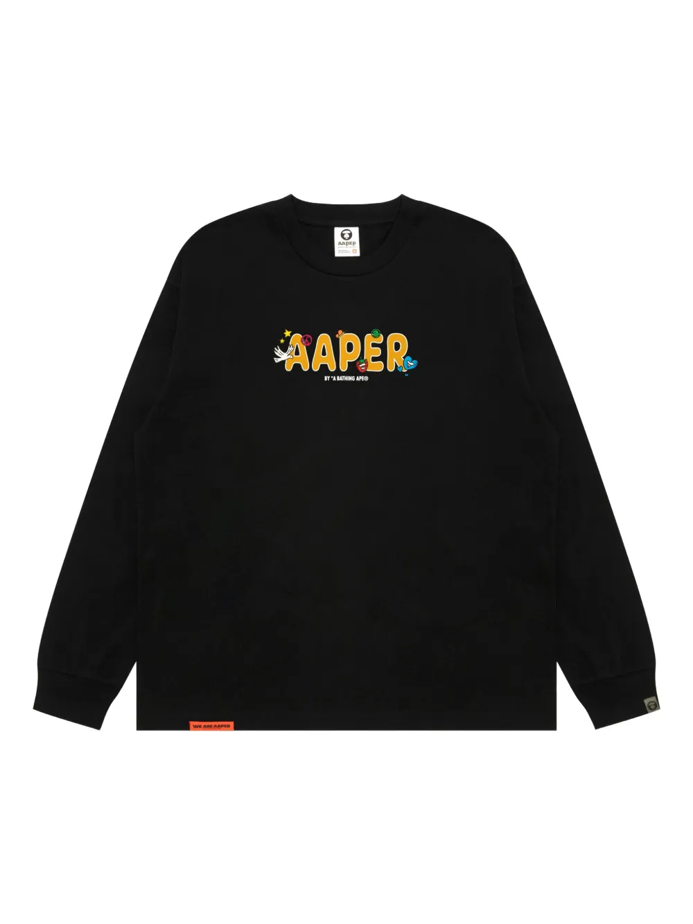 AAPE BY *A BATHING APE® long-sleeve logo T-shirt | Black | Image 1