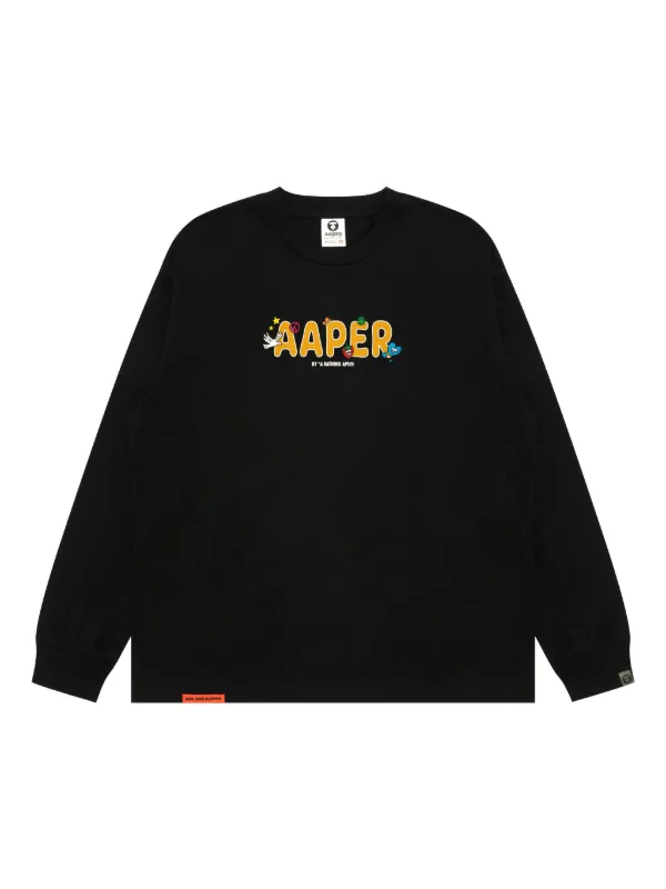 AAPE BY *A BATHING APE® long-sleeve Logo T-shirt | Black | FARFETCH AZ