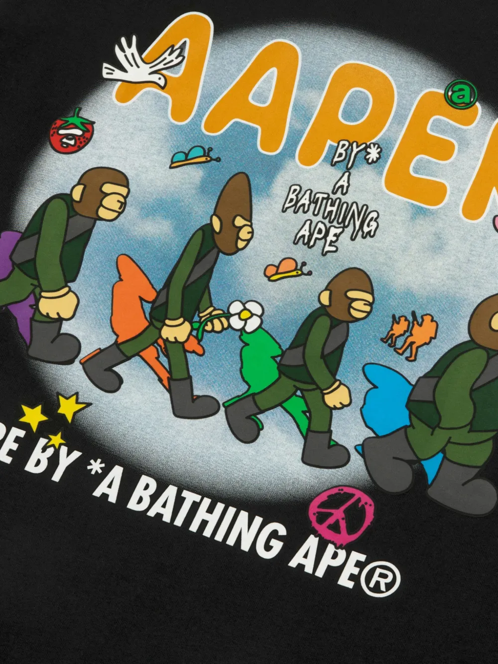 AAPE BY *A BATHING APE T-shirt met logo en lange mouwen Zwart