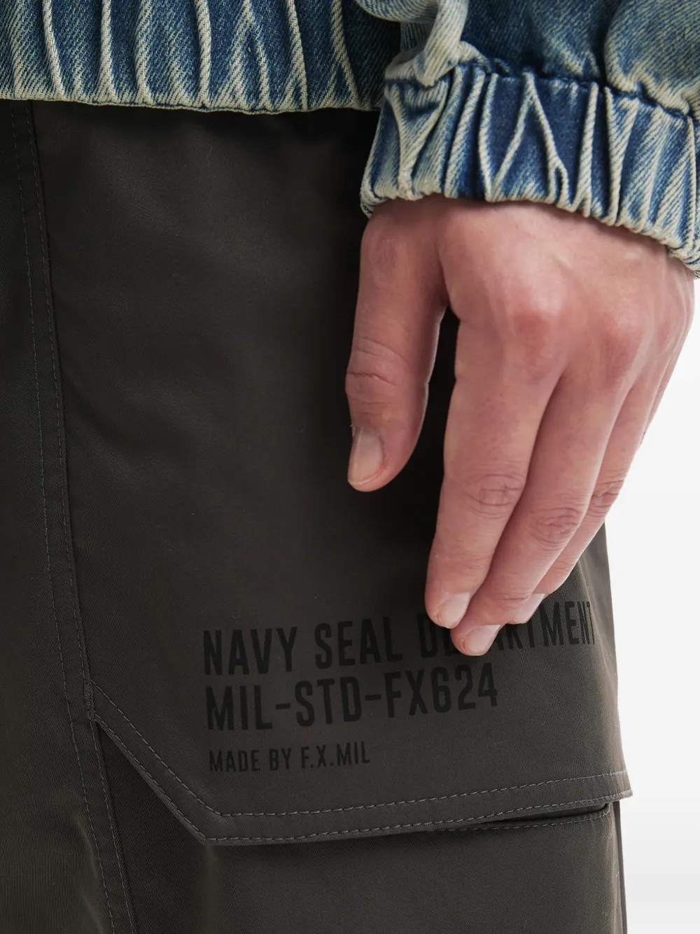 Fingercroxx Cargo Drawstring Trousers In Gray