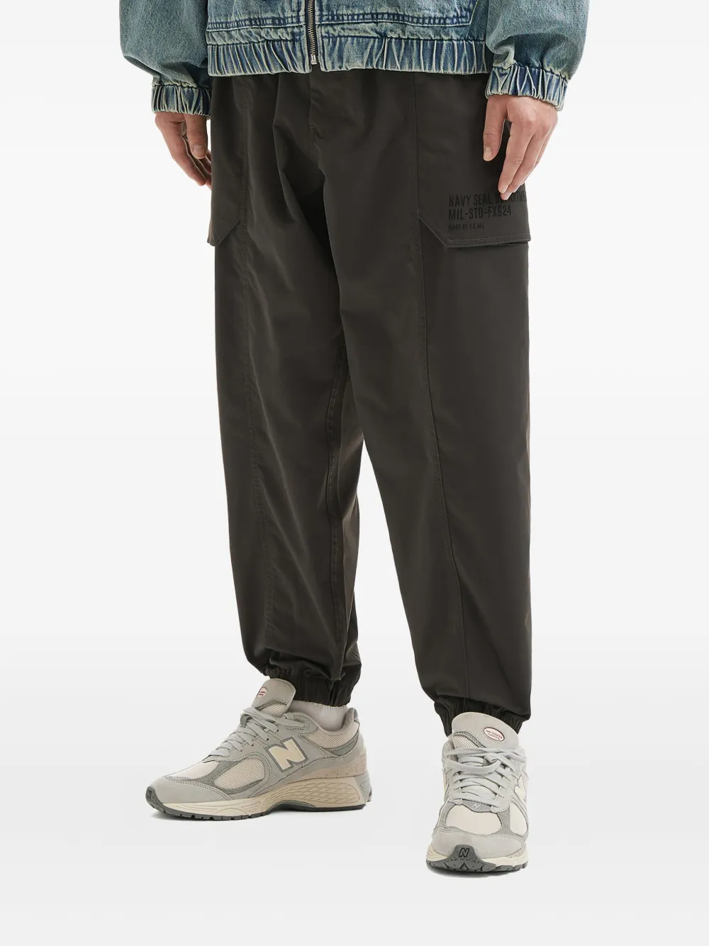 Fingercroxx Cargo Drawstring Trousers In Gray