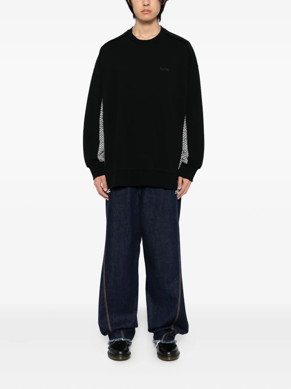 FIVE CM Sweater met geborduurd logo - Zwart