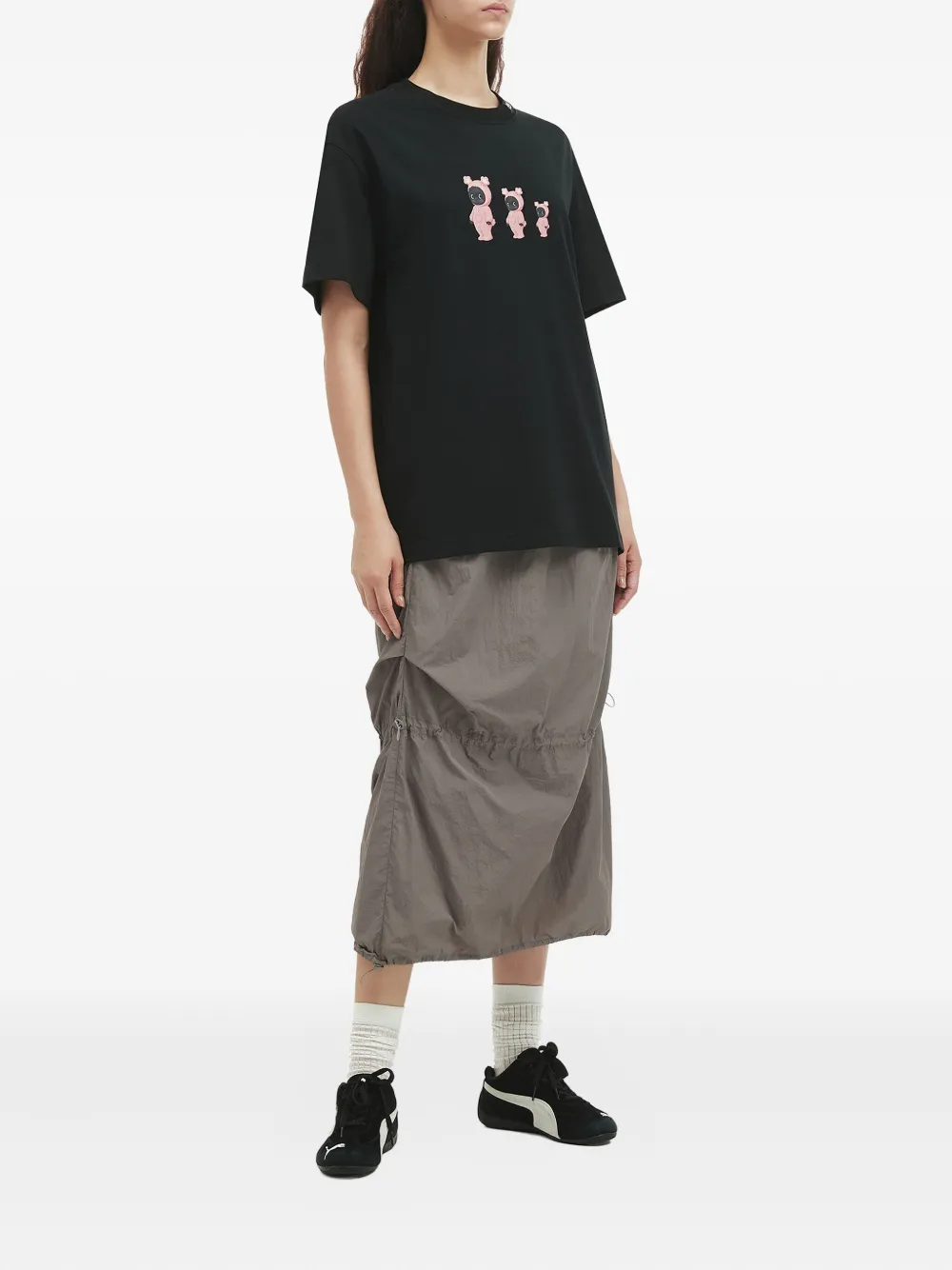 Mini Cream Midi-rok met trekkoord - Grijs