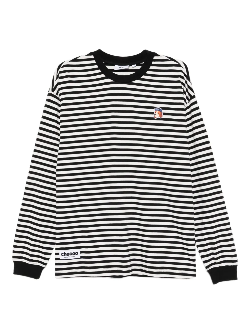 CHOCOOLATE dog-embroidered striped T-shirt | Black | Image 1