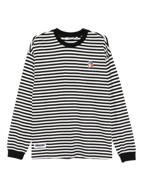 CHOCOOLATE dog-embroidered striped T-shirt