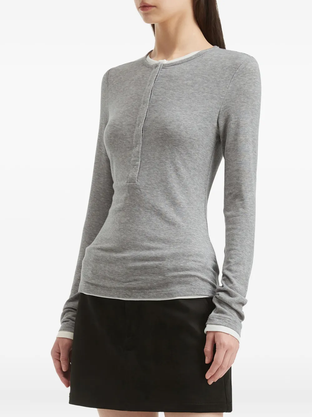 B+ab Henley Long-sleeve Top In Gray