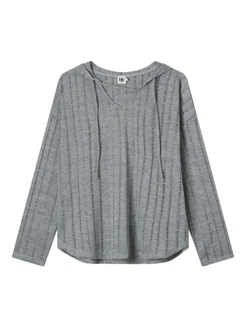 B+ab Hooded Ribbed Knit Top In Gray