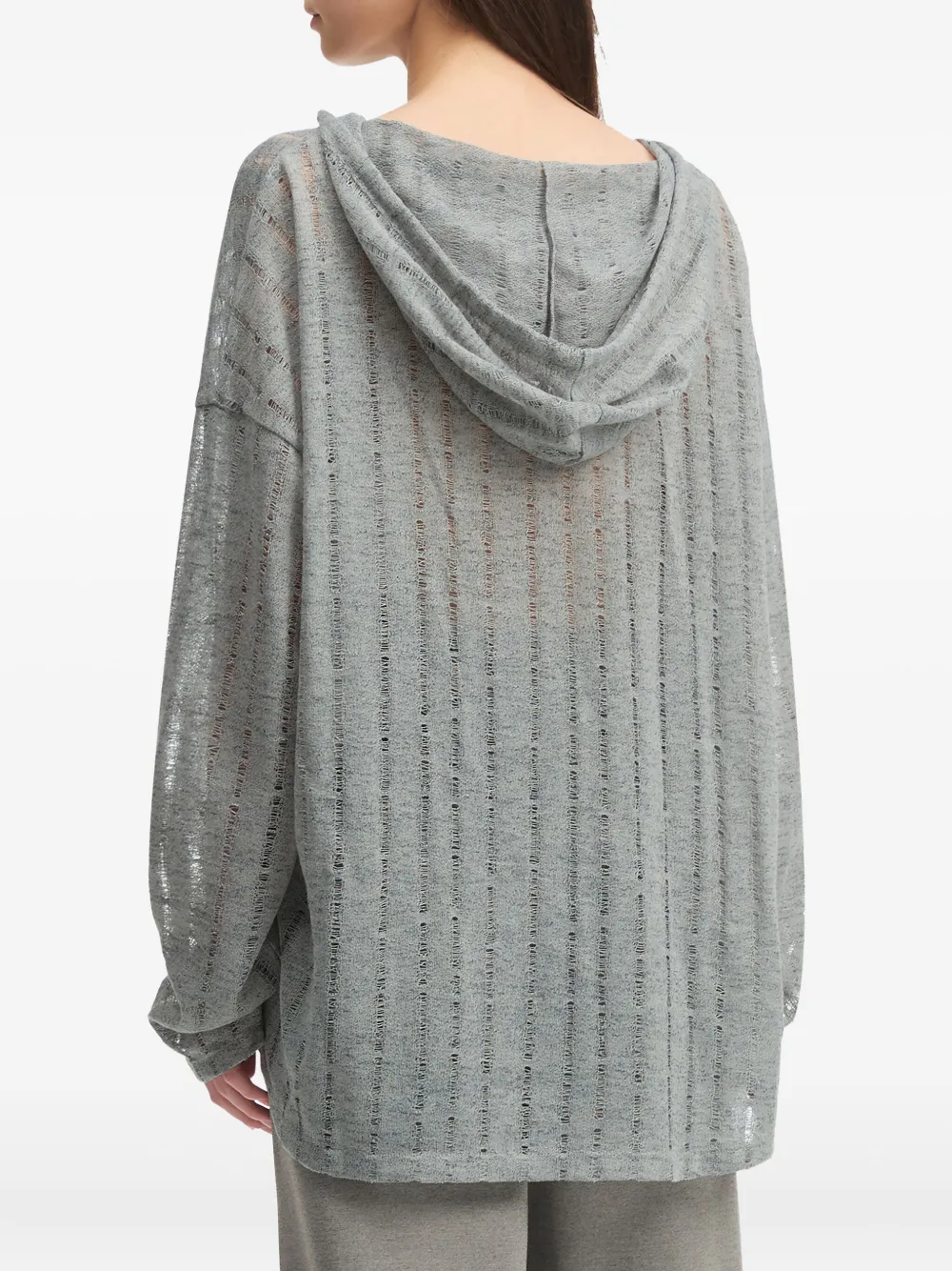 B+ab Hooded Ribbed Knit Top In Gray