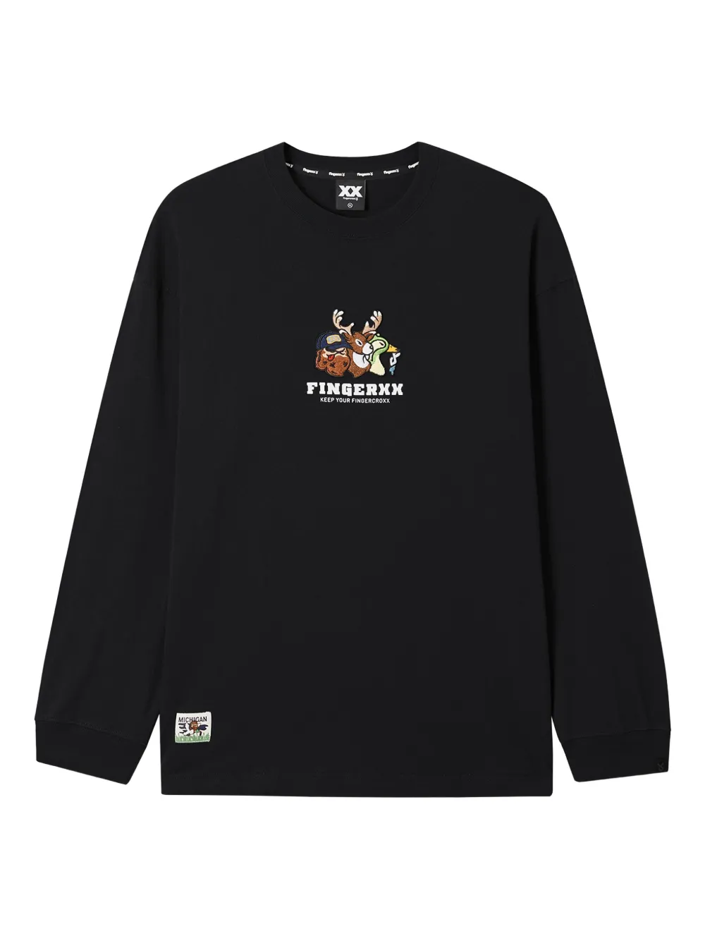 FINGERCROXX embroidered long-sleeve top | Black | Image 1