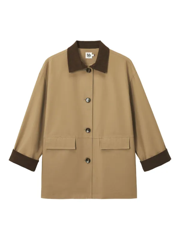 b+ab corduroy-collar Cotton Coat | Neutrals | FARFETCH JO