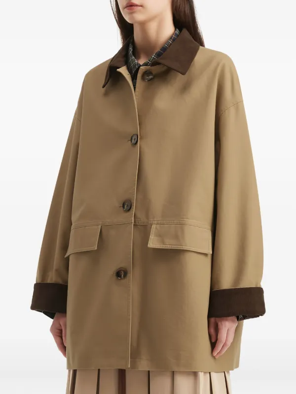 b+ab corduroy-collar Cotton Coat | Neutrals | FARFETCH JO