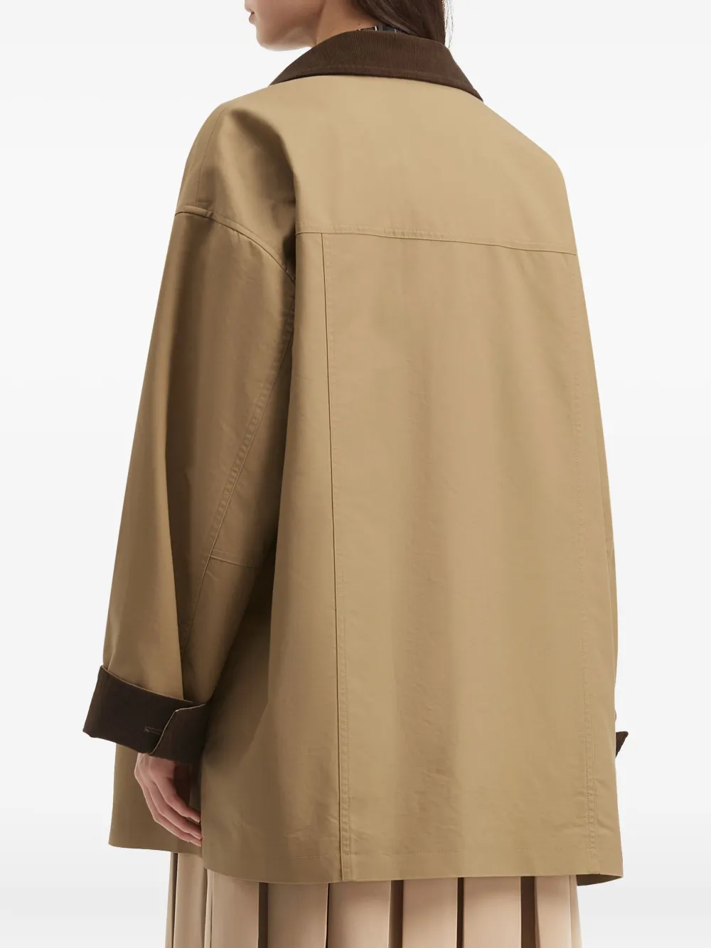B+ab Corduroy-collar Cotton Coat In Brown
