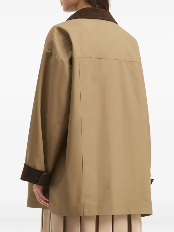 b+ab corduroy-collar Cotton Coat | Neutrals | FARFETCH JO