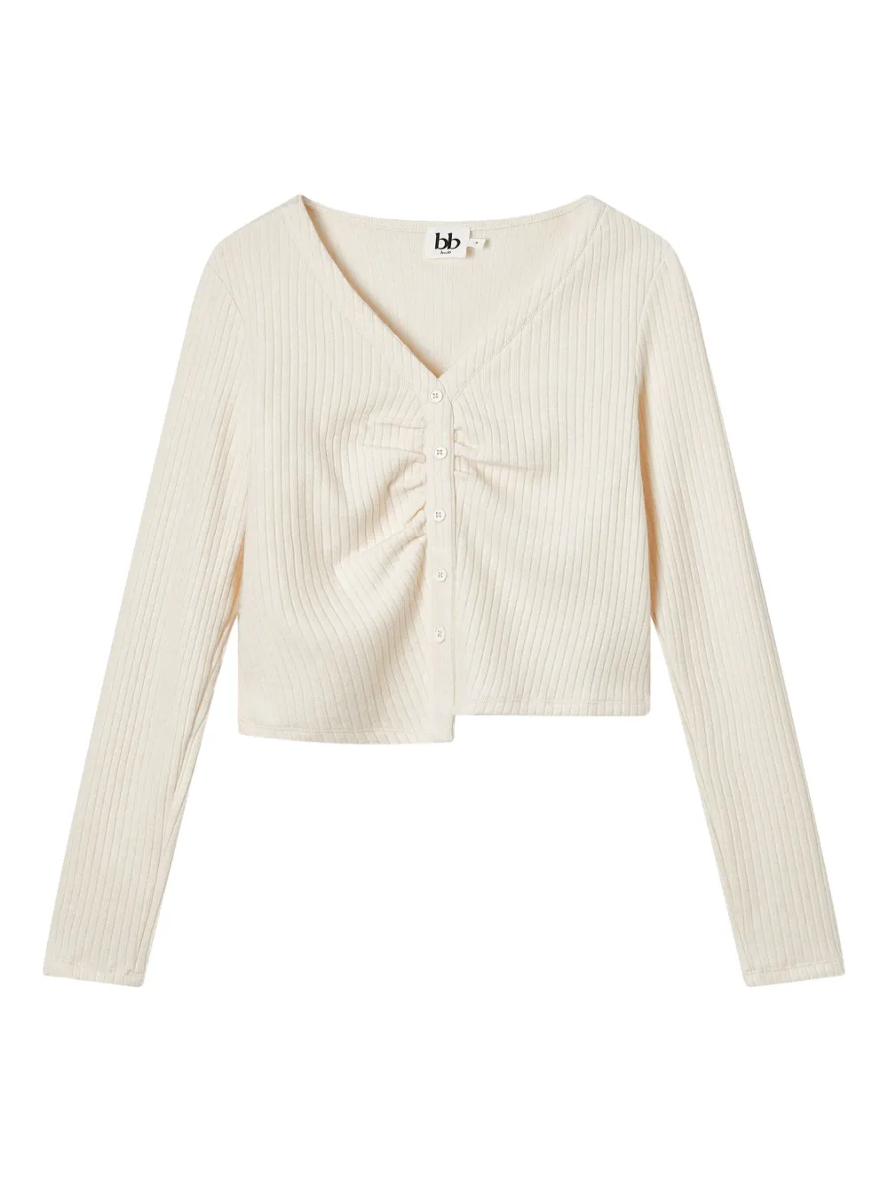 B+ab Ribbed Buttoned Cardigan In Neutral