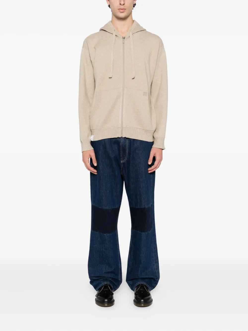 Izzue Logo-patch Knitted Jacket In Neutral