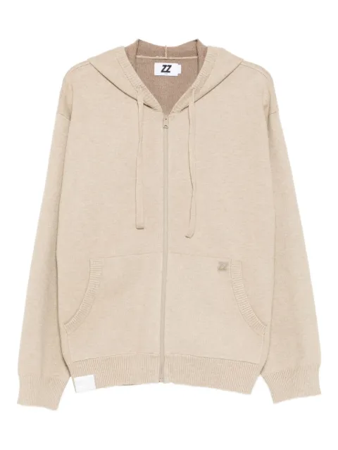 izzue logo-patch knitted jacket
