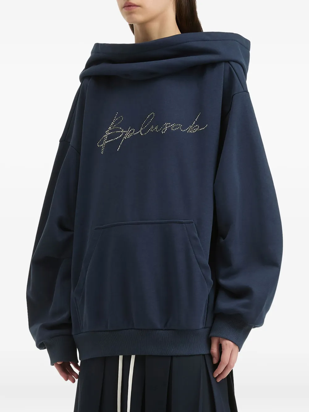 B+ab Embellished-logo Hoodie In Blue