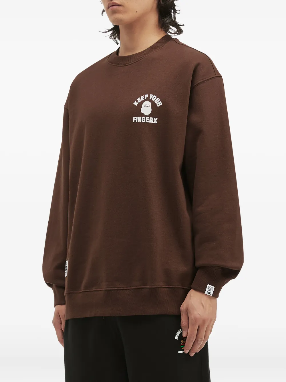 Fingercroxx Logo-print Crew-neck Sweatshirt In Brown