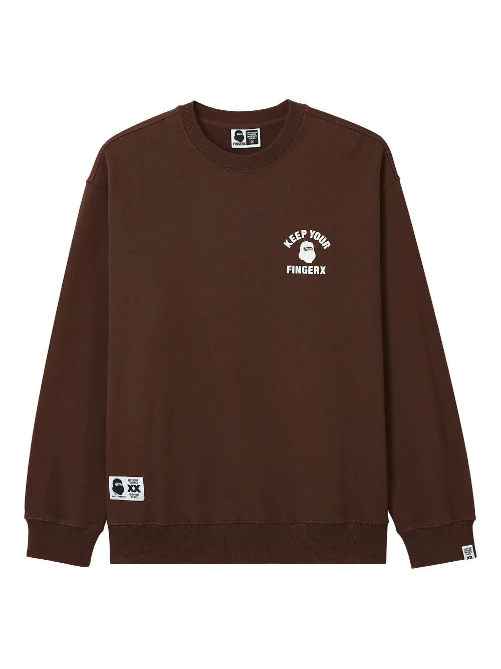 FINGERCROXX logo-print crew-neck sweatshirt | Brown | Image 1
