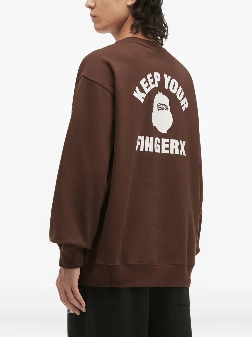 Fingercroxx Logo-print Crew-neck Sweatshirt In Brown
