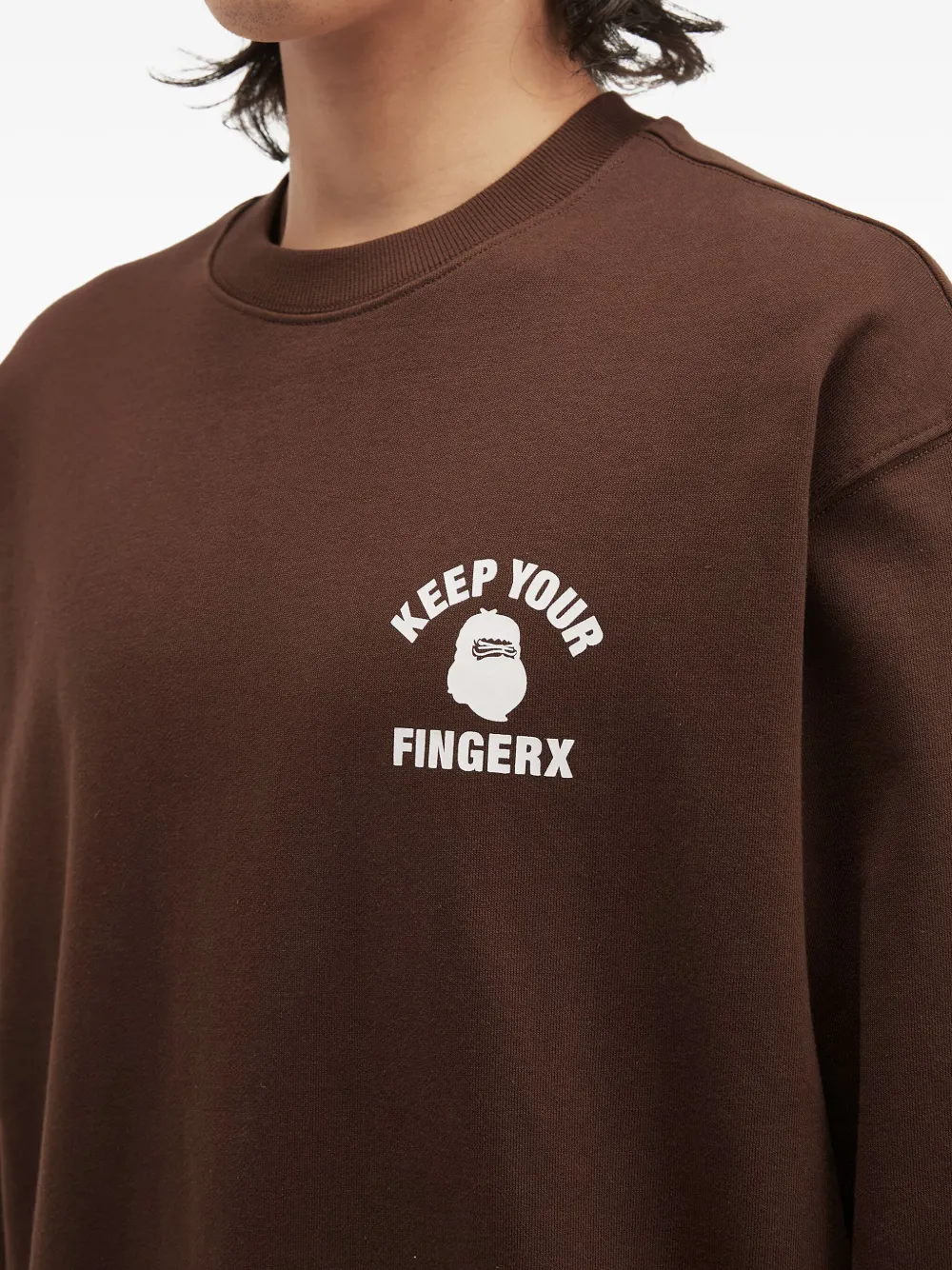 Fingercroxx Logo-print Crew-neck Sweatshirt In Brown