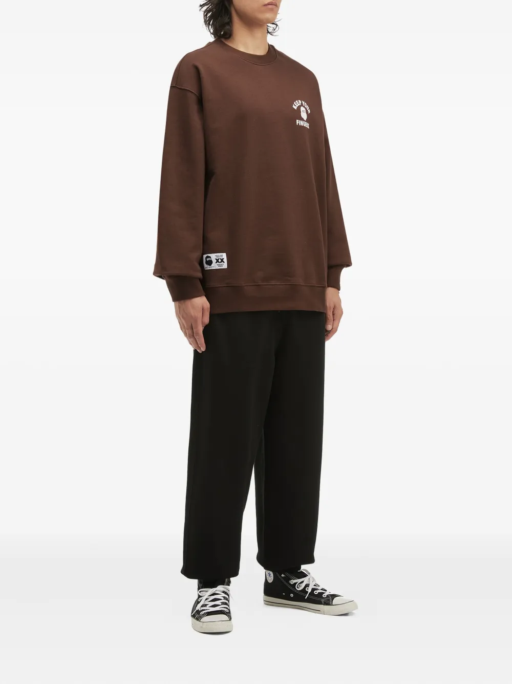 FINGERCROXX Sweater met logoprint - Bruin