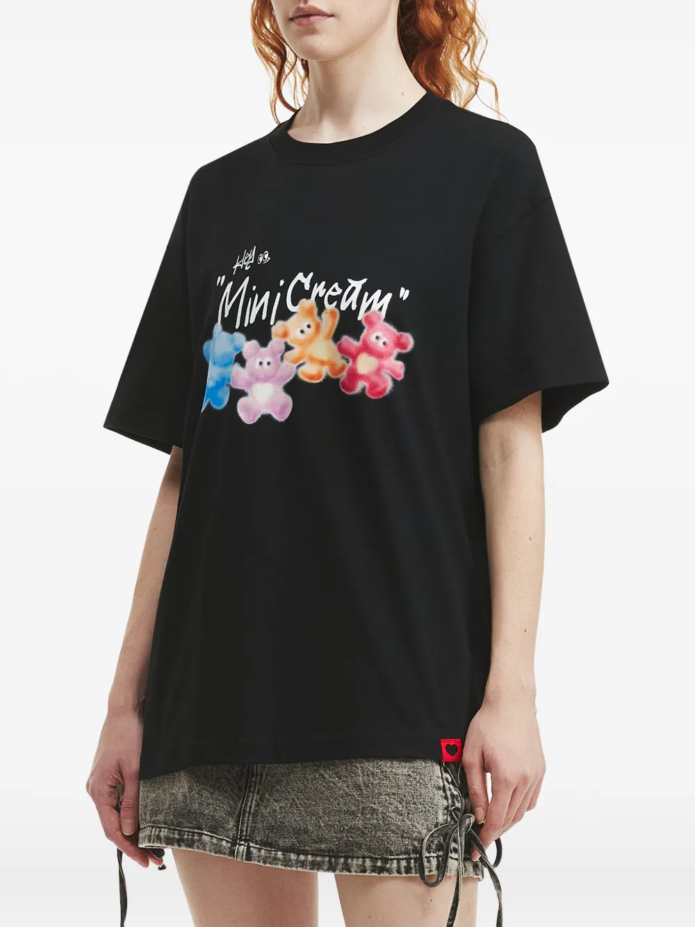  Mini Cream Cotton T-shirt - Black 
