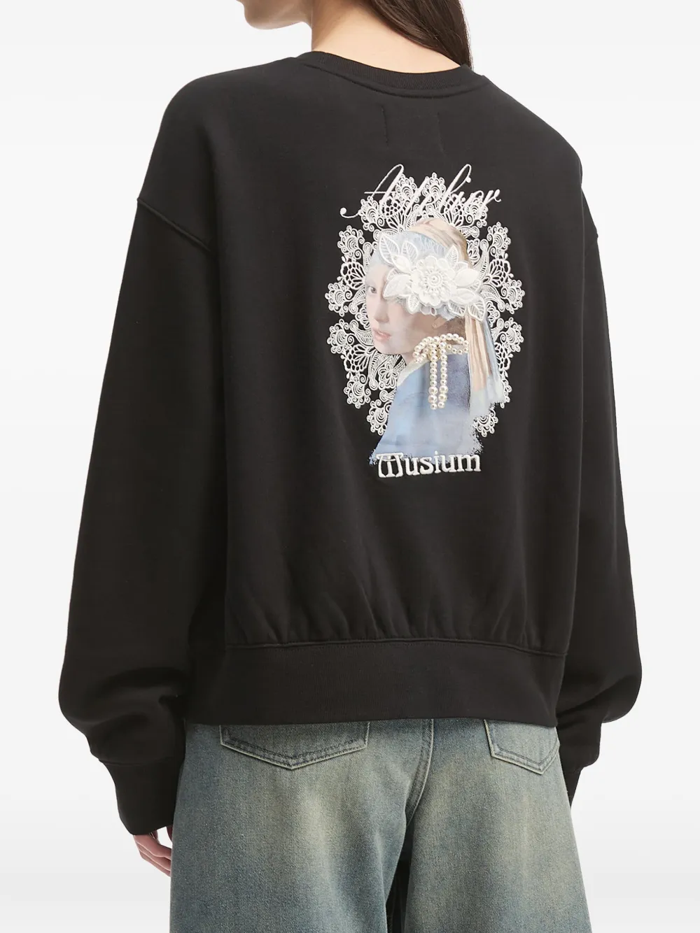 Musium Div. Sweater met print Zwart