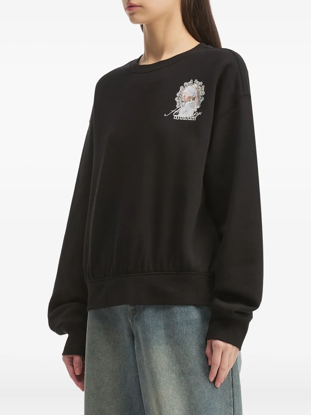 Musium Div. Sweater met print Zwart