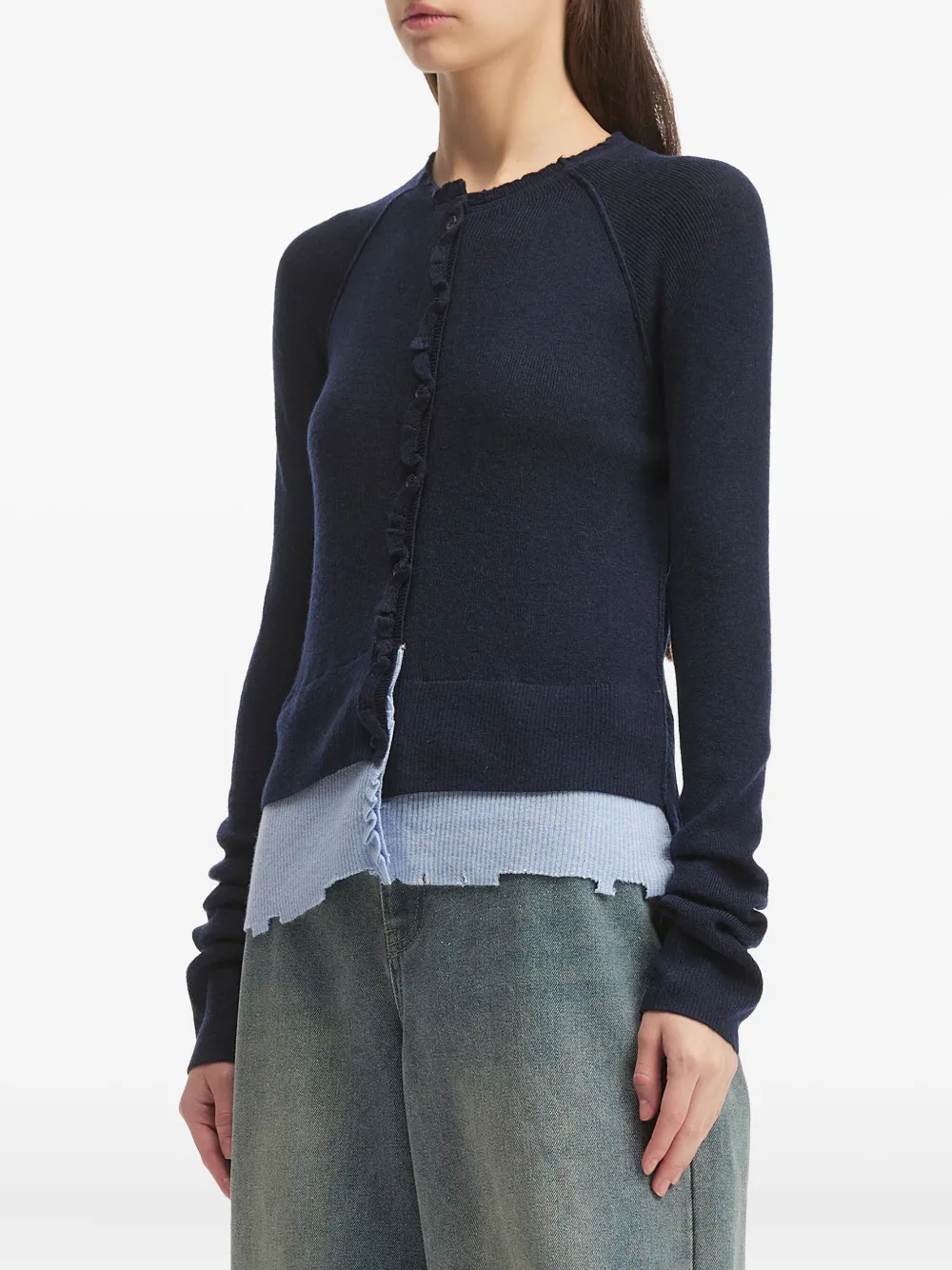 Tout A Coup Crew-neck Cardigan In Blue