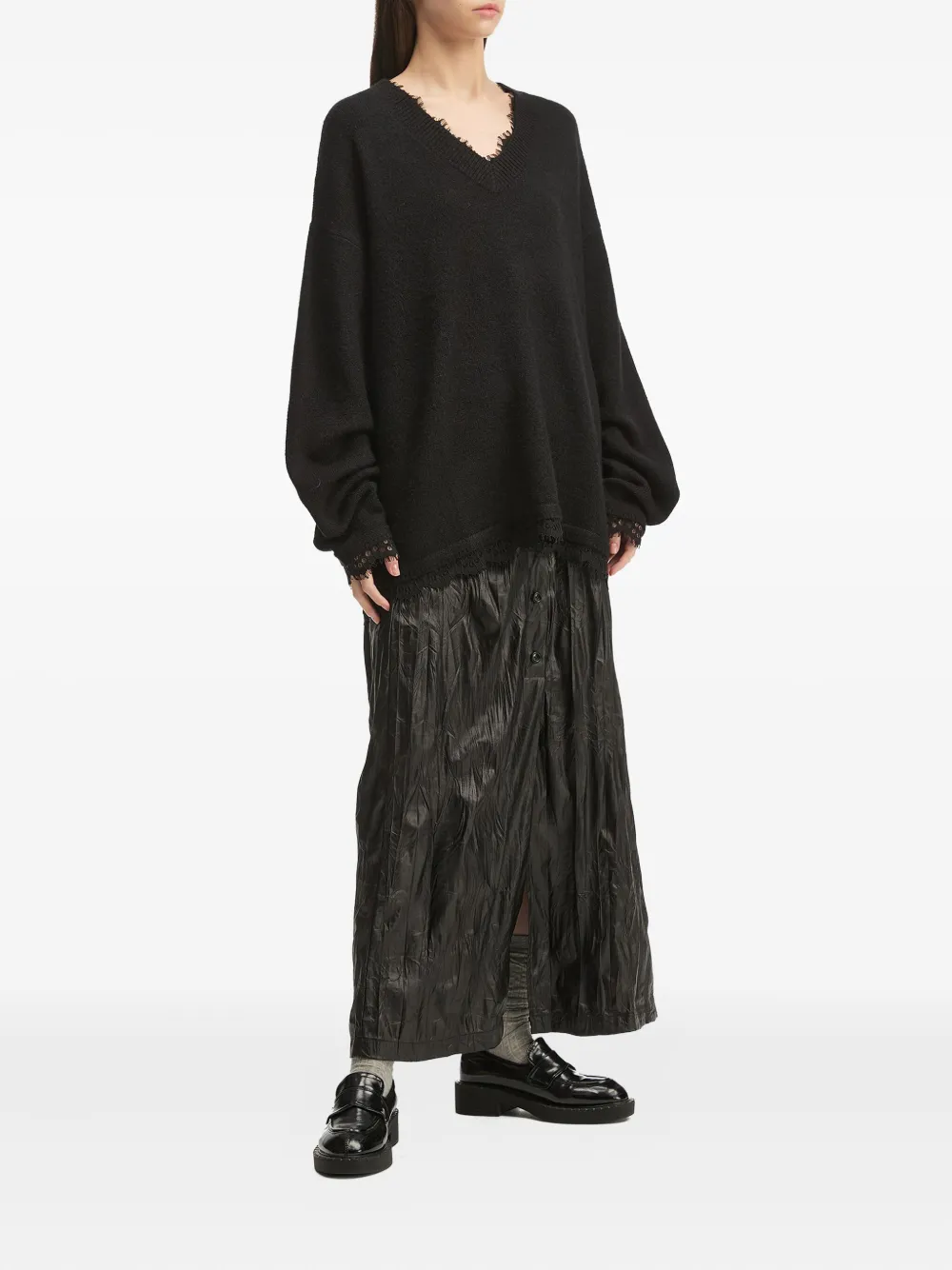tout a coup lace-trim V-neck sweater | Knitted Sweaters | Image 2