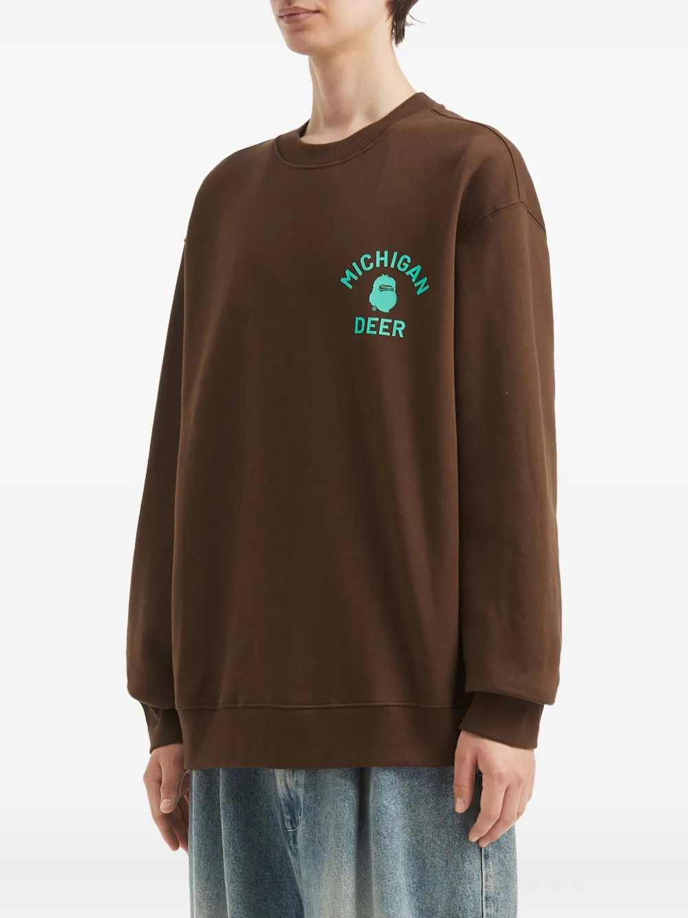 Fingercroxx Graphic-print Crew-neck Sweatshirt In Brown